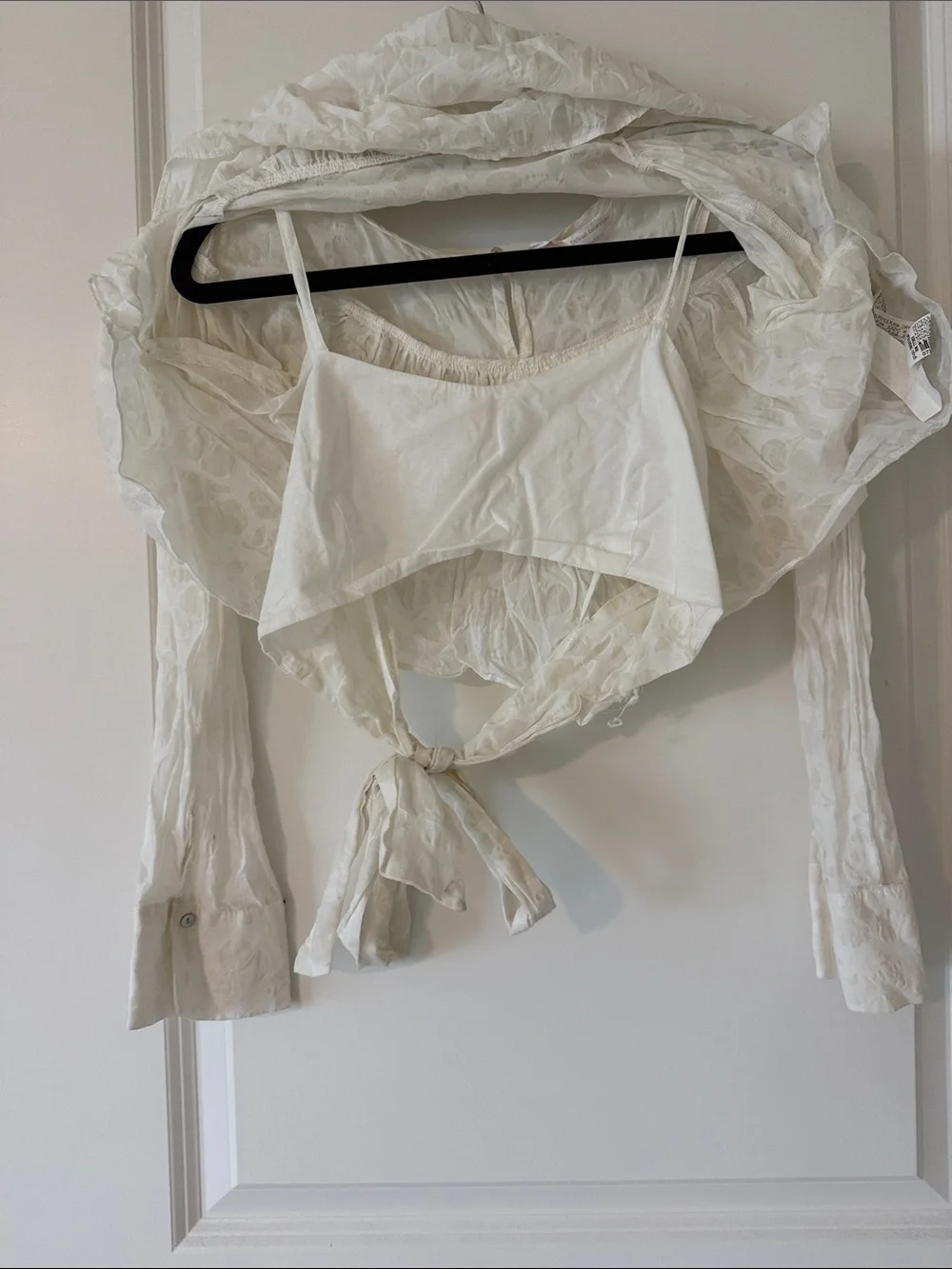 Zara Off-White Embroidered Peasant Blouse